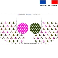 Kit chaussette de noel motif sapin rose + Fausse fourrure - Création Lili Bambou Design