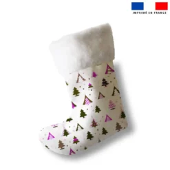 Kit chaussette de noel motif sapin rose + Fausse fourrure - Création Lili Bambou Design
