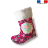 Kit chaussette de noel rose motif bohème + Fausse fourrure - Création Lili Bambou Design