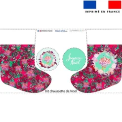 Kit chaussette de noel rose motif bohème + Fausse fourrure - Création Lili Bambou Design