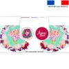 Kit chaussette de noel turquoise motif fleuri + Fausse fourrure - Création Lili Bambou Design
