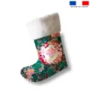 Kit chaussette de noel verte motif bohème + Fausse fourrure - Création Lili Bambou Design