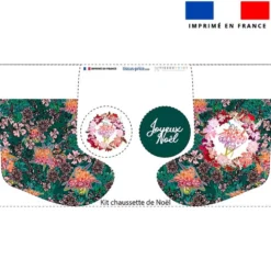 Kit chaussette de noel verte motif bohème + Fausse fourrure - Création Lili Bambou Design