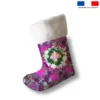 Kit chaussette de noel violette motif bohème + Fausse fourrure - Création Lili Bambou Design