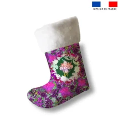 Kit chaussette de noel violette motif bohème + Fausse fourrure - Création Lili Bambou Design