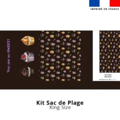 Kit couture sac cabas chocolat motif gourmandises - Création Cat&Colours