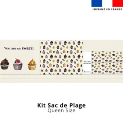 Kit couture sac cabas crème motif gourmandises - Création Cat&Colours