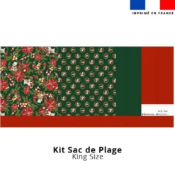 Kit couture sac cabas motif animaux couronne de Noel rouge - Création Stillistic