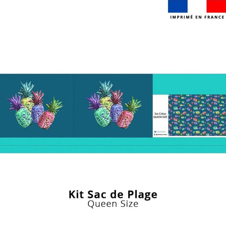 Kit couture sac cabas motif ananas - Création Cat&Colours