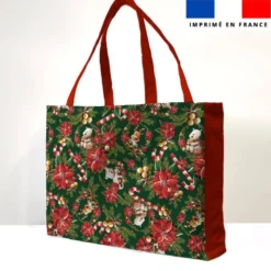 Kit couture sac cabas motif animaux couronne de Noel vert - Création Stillistic