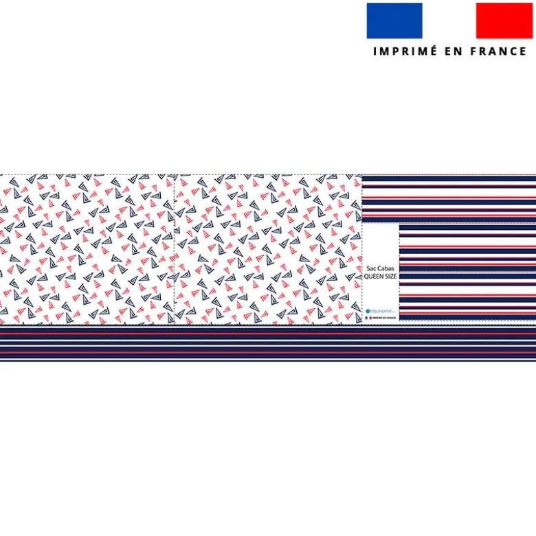 Kit couture sac cabas motif bateau tricolore