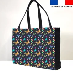 Kit couture sac cabas motif bulles et papillons bleu nuit - Création Cat&Colours