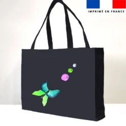 Kit couture sac cabas motif bulles et papillons bleu nuit - Création Cat&Colours