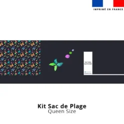 Kit couture sac cabas motif bulles et papillons bleu nuit - Création Cat&Colours