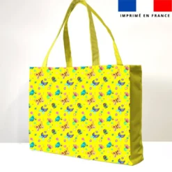Kit couture sac cabas motif bulles et papillons jaune - Création Cat&Colours