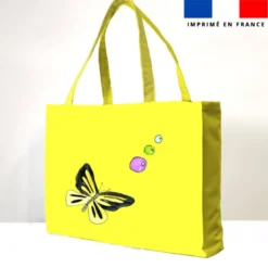 Kit couture sac cabas motif bulles et papillons jaune - Création Cat&Colours