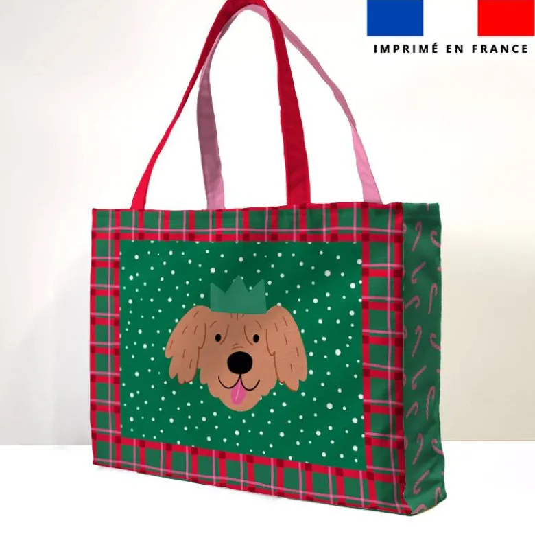 Kit couture sac cabas motif chien de Noel