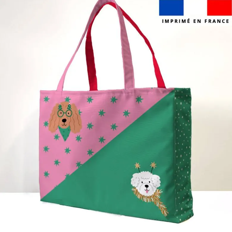 Kit couture sac cabas motif chien de Noel