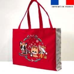 Kit couture sac cabas motif chiens à Noël - Création Jolifox