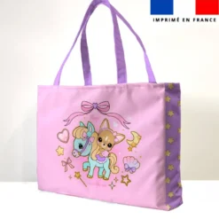 Kit couture sac cabas motif chien et chevaux magiques - Création Jolifox