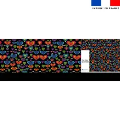 Kit couture sac cabas motif coeurs mosaïques noir - Création Lita Blanc