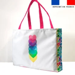 Kit couture sac cabas motif cœurs multicolore aquarelle