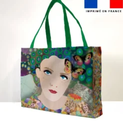 Kit couture sac cabas motif diva et papillons - Création Lita Blanc