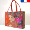 Kit couture sac cabas motif diva et fleur rose - Création Lita Blanc