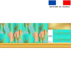 Kit couture sac cabas motif feuilles art déco turquoise et or