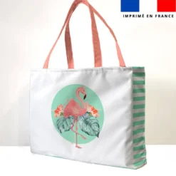 Kit couture sac cabas motif flamant et palmier