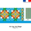 Kit couture sac cabas motif fleur bleue - Création Lita Blanc
