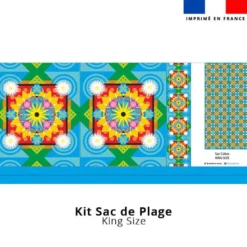 Kit couture sac cabas motif fleur bleue - Création Lita Blanc
