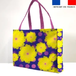 Kit couture sac cabas motif fleur jaune - Création Lita Blanc