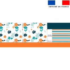 Kit couture sac cabas motif fleur orange et bleue