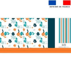 Kit couture sac cabas motif fleur orange et bleue