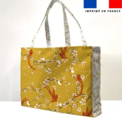 Kit couture sac cabas motif fleur de cerisier ocre