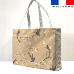 Kit couture sac cabas motif fleur de cerisier beige