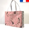Kit couture sac cabas motif fleur de cerisier rose saumon