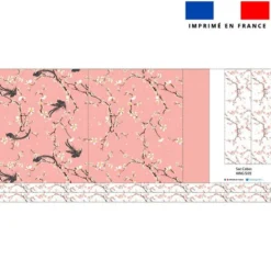 Kit couture sac cabas motif fleur de cerisier rose saumon