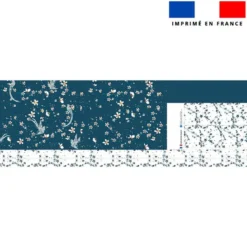Kit couture sac cabas motif fleur de cerisier bleu paon
