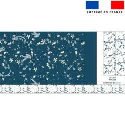 Kit couture sac cabas motif fleur de cerisier bleu paon