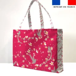 Kit couture sac cabas motif fleur de cerisier rose framboise