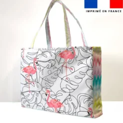 Kit couture sac cabas motif flamant rose