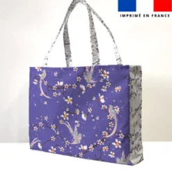 Kit couture sac cabas motif fleur de cerisier violet
