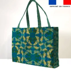 Kit couture sac cabas motif grandes fleurs jaunes - Création Lita Blanc