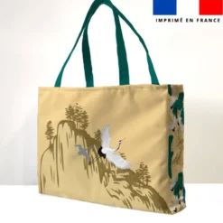 Kit couture sac cabas motif grue japonaise et éventail