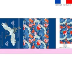 Kit couture sac cabas motif grue et fleur japonaise