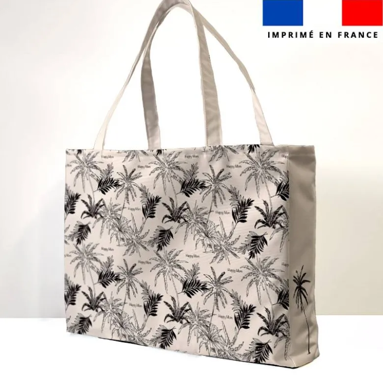Kit couture sac cabas motif happy mom jungle beige