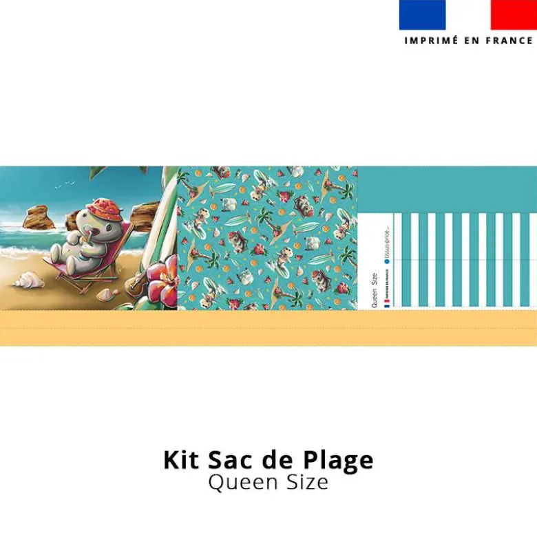 Kit couture sac cabas motif hippo plage - Création Stillistic