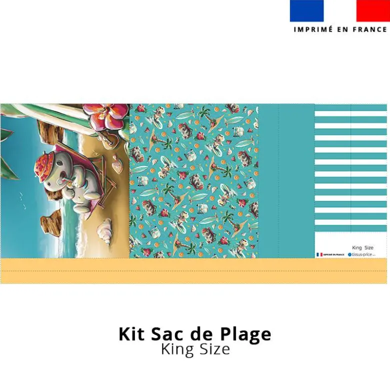 Kit couture sac cabas motif hippo plage - Création Stillistic